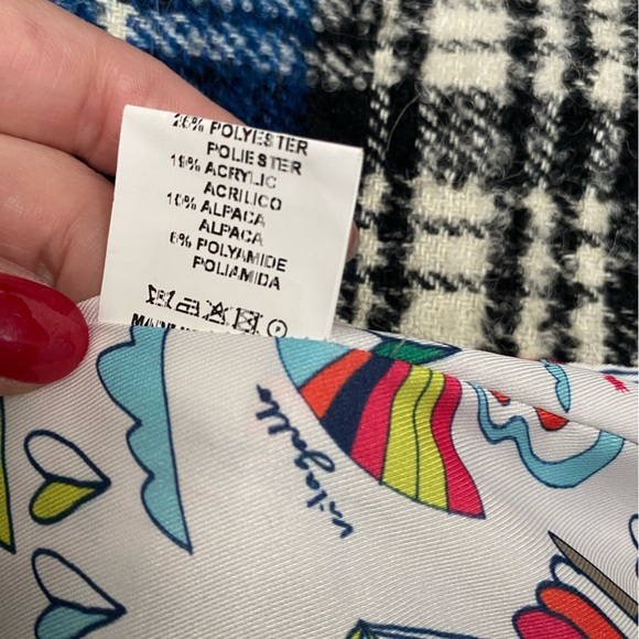 VILAGALLO Breco Wool Alpaca Blend Plaid Blazer Jacket With Silver Studs Size 44 - Picture 8 of 9